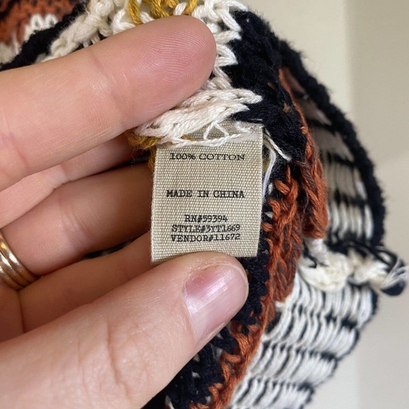 Gimmicks by BKE Women's Sweater Med Crop Striped Boho Loose Knit 3/4 Sleeve - Picture 5 of 10